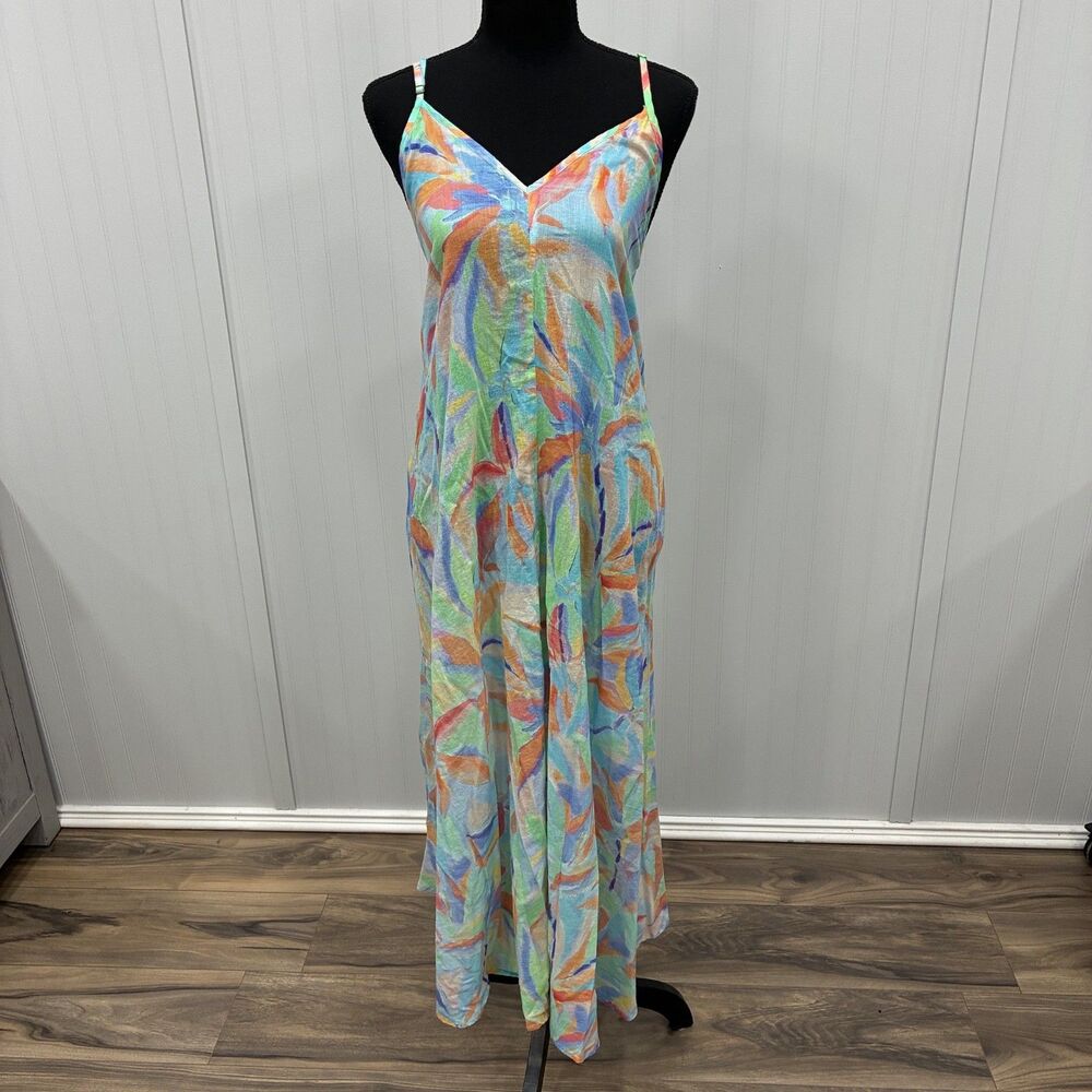 Haute Hippie Womens Med Watercolor Abstract Lightweight Maxi Dress Coastal Boho